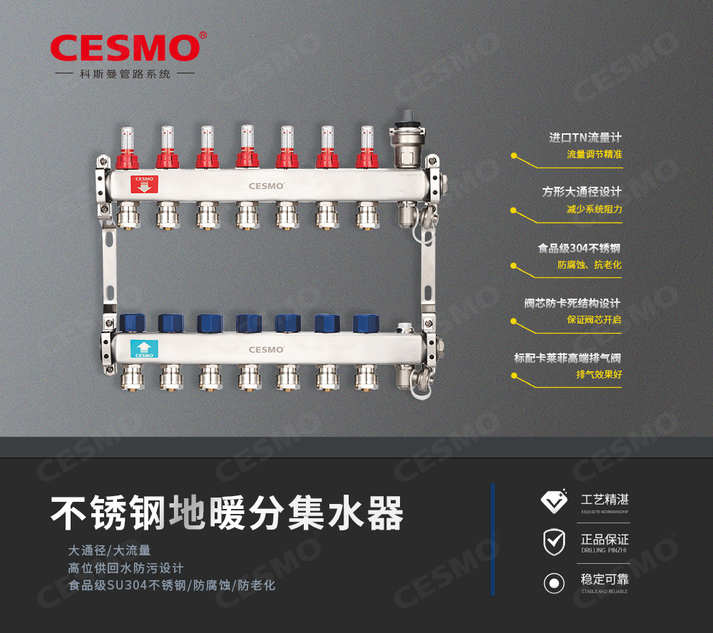 X1系列不銹鋼地暖分集水器（帶流量計...